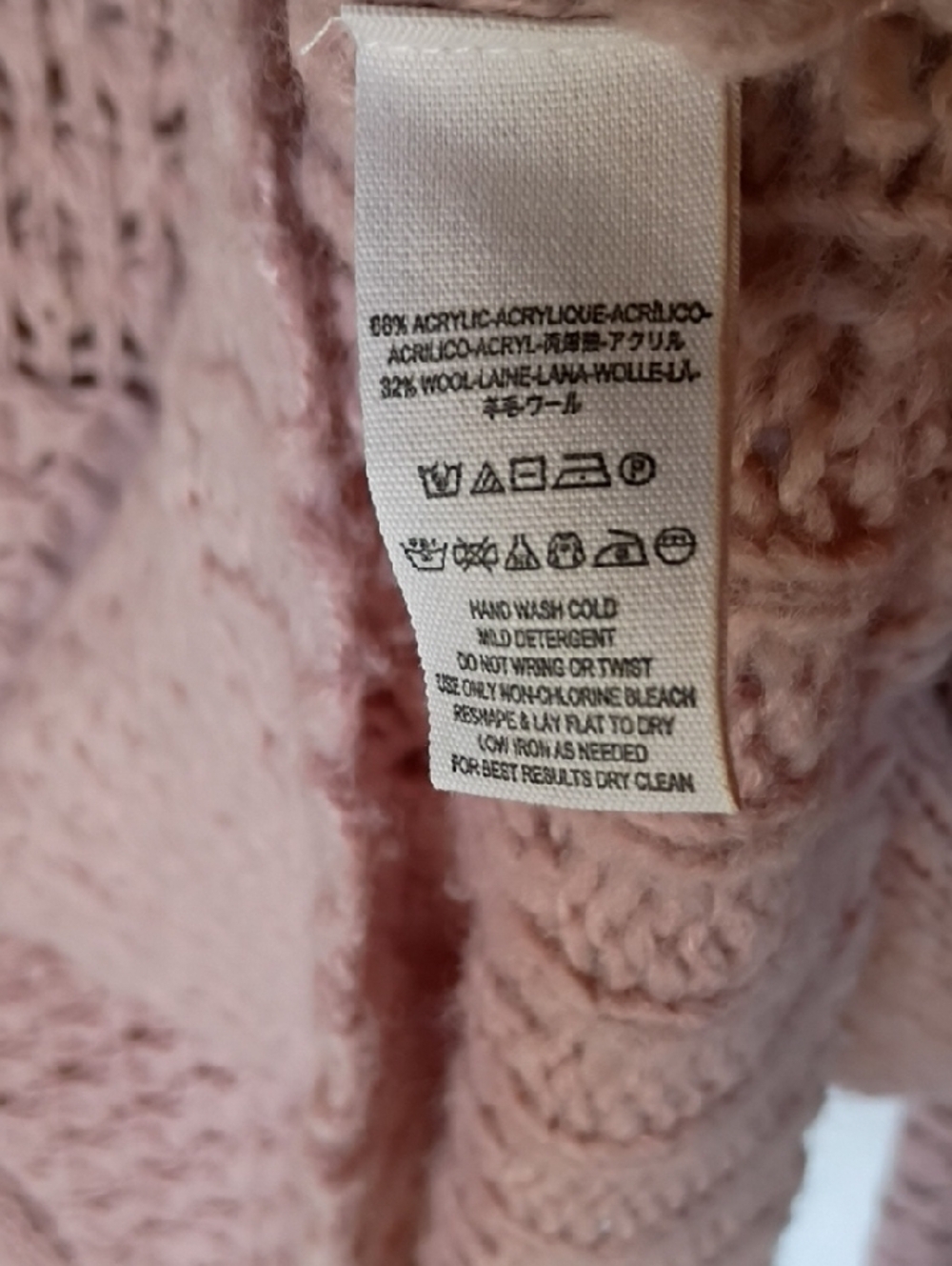 Free People Openwork V-Neck Sweater Mauve Crashing Waves Size M - Picture 6 of 9